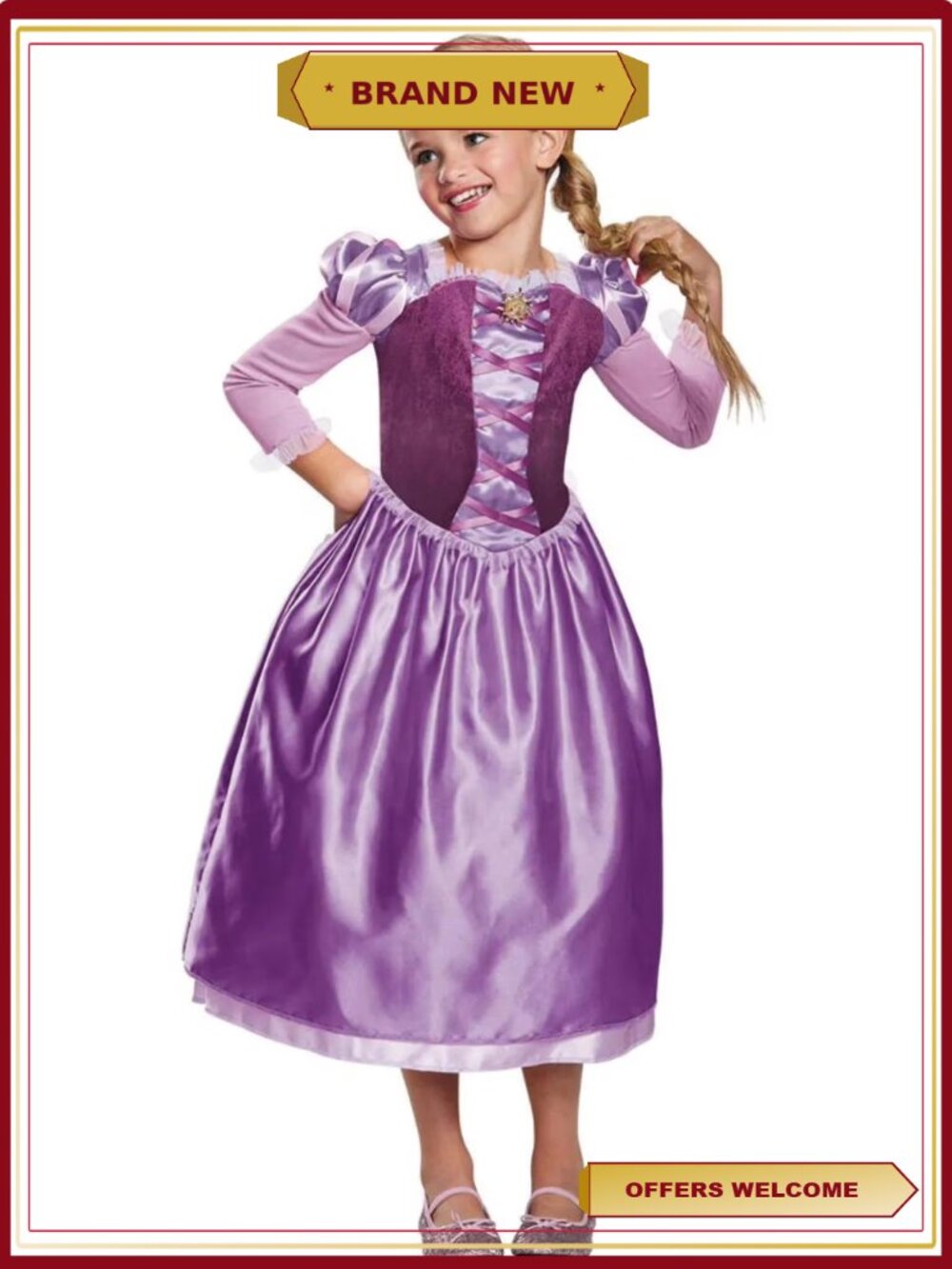 Rapunzel Day Dress Classic Costume Girls Size 4-6 Role Play Dress Up